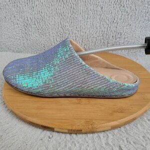 Fitflop Iridescent Sequin Mules 10 Clogs Shoes Slippers Mermaid Sequins